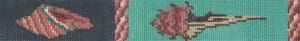 Needlepoint panels with red conch shell motifs